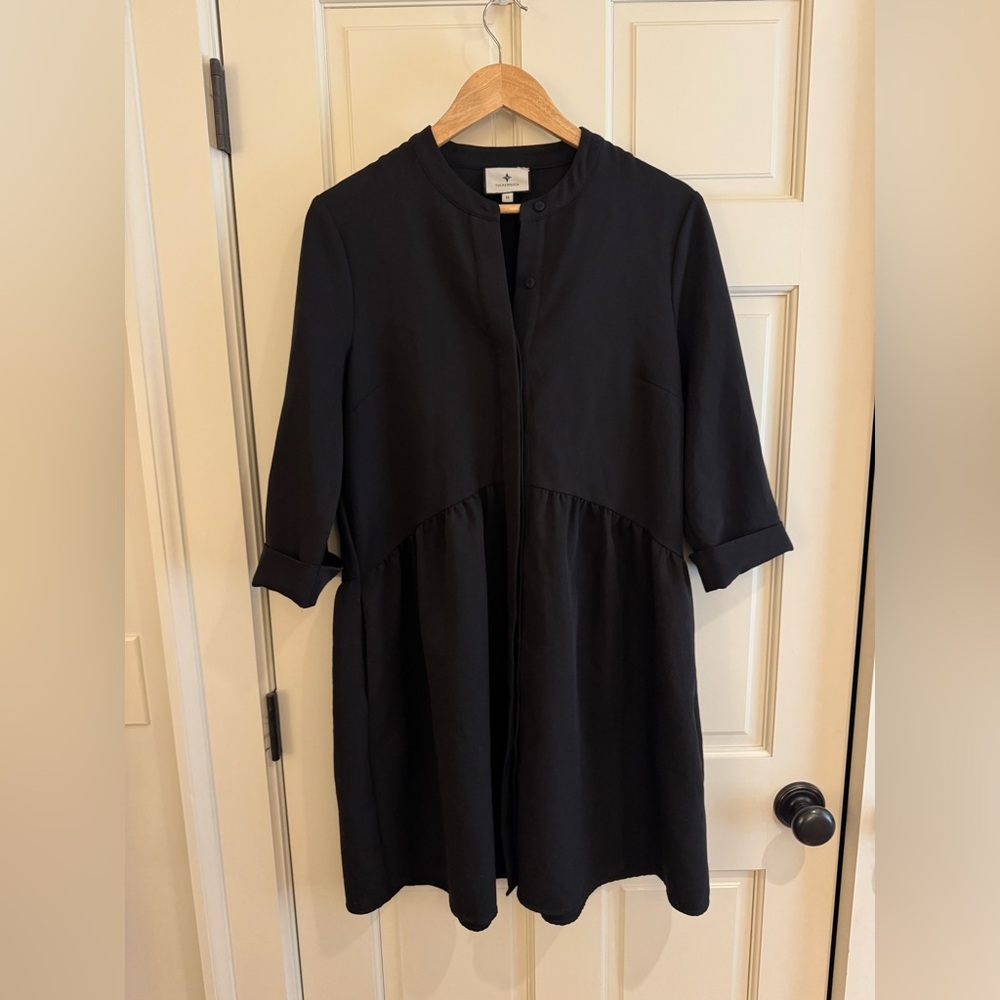 Tuckernuck Black Stretch Crepe Royal Shirt Dress